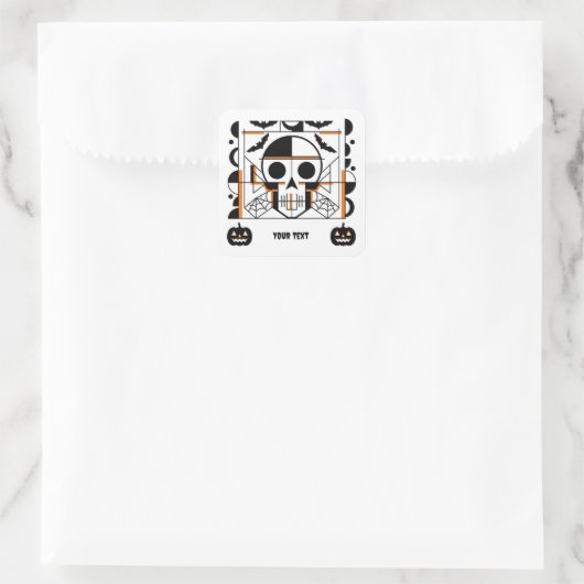 Halloween-Möwe, Fledermäuse, Spinnennetze Quadratischer Aufkleber (Tasche)