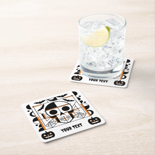 Halloween-Möwe, Fledermäuse, Spinnennetze Rechteckiger Pappuntersetzer (Vor Ort)