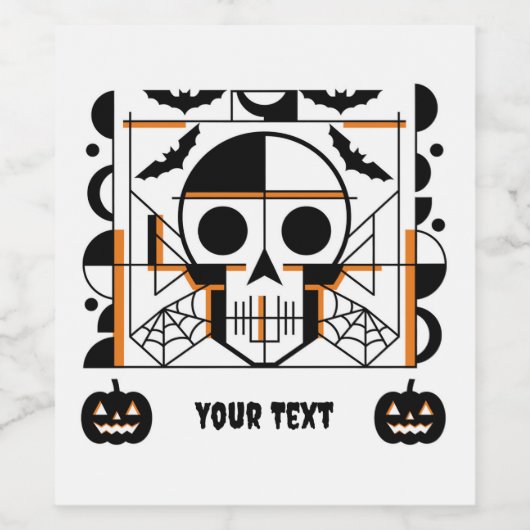 Halloween-Möwe, Fledermäuse, Spinnennetze Weinetikett (Einzelnes Label)