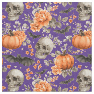 Halloween-Möwen und -Blume Lila Stoff
