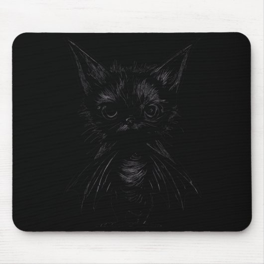 Halloween Mpy Schwarzes Kätzchen im Fledermauskost Mousepad (Vorne)