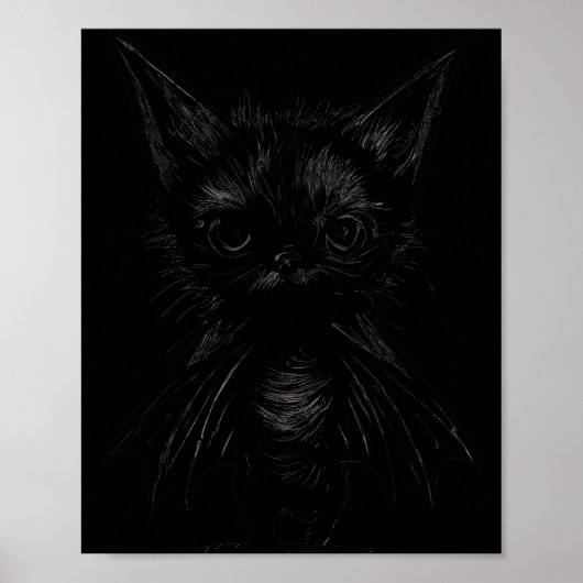 Halloween Mpy Schwarzes Kätzchen im Fledermauskost Poster (Vorne)