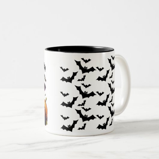 Halloween mugs with a cat theme zweifarbige tasse (VorderseiteRechts)