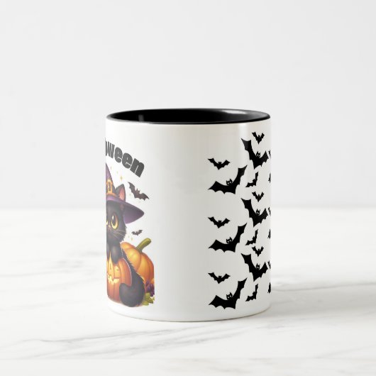 Halloween mugs with a cat theme zweifarbige tasse (Mittel)