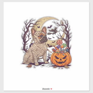 Halloween-Mumie Französische Bulldogge Kürbis Süßi Aufkleber