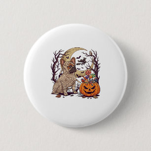 Halloween-Mumie Französische Bulldogge Kürbis Süßi Button
