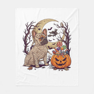 Halloween-Mumie Französische Bulldogge Kürbis Süßi Fleecedecke