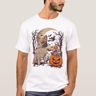 Halloween-Mumie Französische Bulldogge Kürbis Süßi T-Shirt