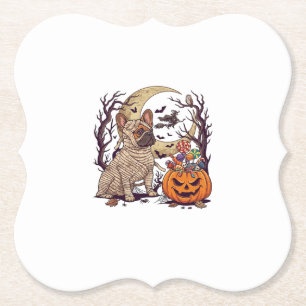 Halloween-Mumie Französische Bulldogge Kürbis Süßi Untersetzer