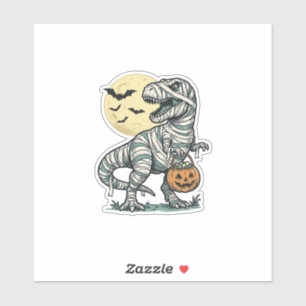Halloween-Mumie-T-Rex-Süßigkeiten-Eimer Vintage-Ve Aufkleber