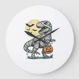 Halloween-Mumie-T-Rex-Süßigkeiten-Eimer Vintage-Ve Große Wanduhr