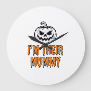 Halloween-Mumien-Kürbis-Vintage-Stickerei-Shirt De Große Wanduhr
