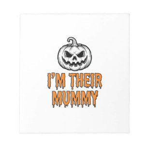 Halloween-Mumien-Kürbis-Vintage-Stickerei-Shirt De Notizblock