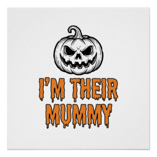 Halloween-Mumien-Kürbis-Vintage-Stickerei-Shirt De Poster