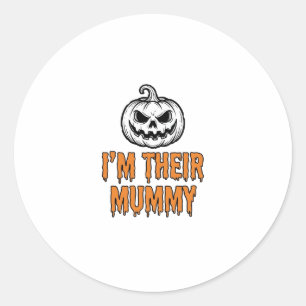 Halloween-Mumien-Kürbis-Vintage-Stickerei-Shirt De Runder Aufkleber