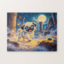 Halloween-Mumien-Pug in Wüstenruinen