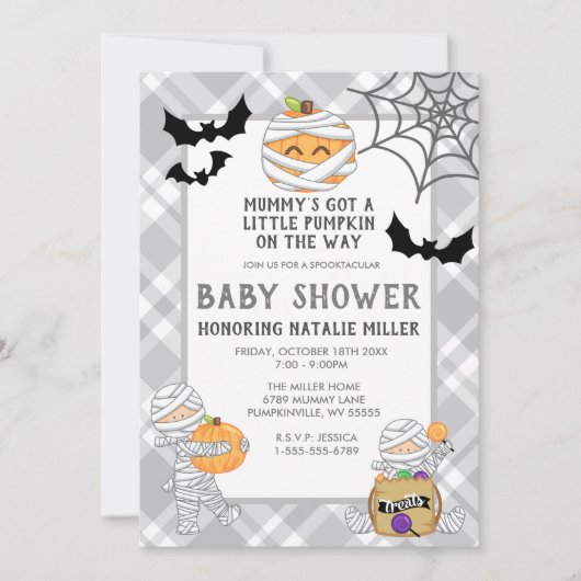 Halloween Mummy Baby Shower Einladung (Vorderseite)