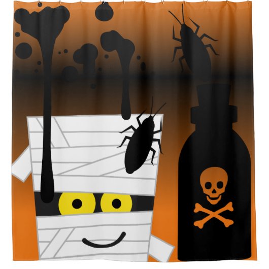 Halloween Mummy Bugs Giftflasche Duschvorhang (Vorderseite)