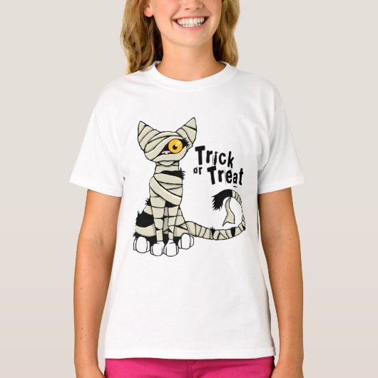 Halloween Mummy Cat Trick oder Treat T - Shirt (Vorderseite)