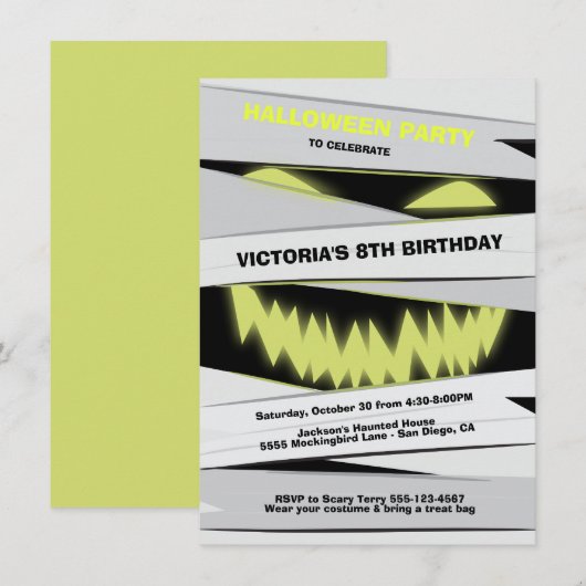 Halloween Mummy Einladungen (Vorne/Hinten)