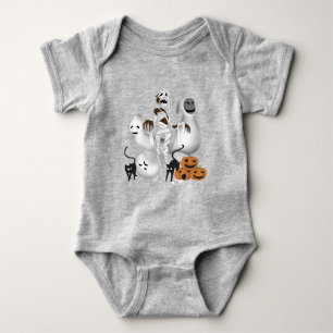 Halloween Mummy mit Kitty Cats und Geist Baby Strampler