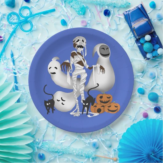 Halloween Mummy mit Kitty Cats und Geist Pappteller (Party)