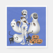 Halloween Mummy mit Kitty Cats und Geist Serviette (Vorderseite)