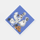 Halloween Mummy mit Kitty Cats und Geist Serviette (Ecke)