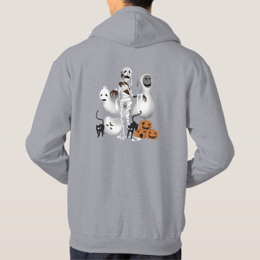 Halloween Mummy mit Kitty Cats und Ghost Mens Hoodie (Rückseite)