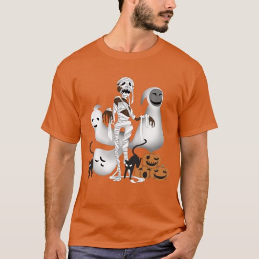 Halloween Mummy mit Kitty Cats und Ghost Mens T-Shirt (Vorderseite)