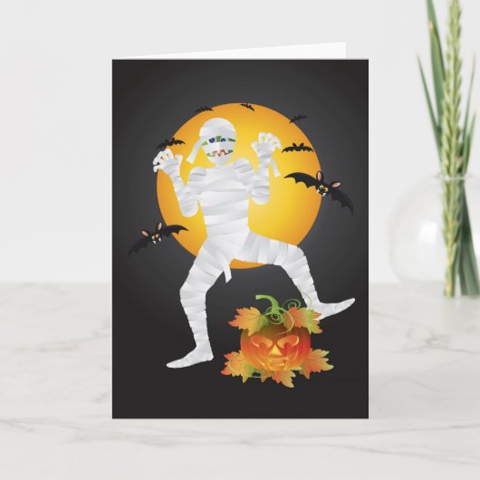 Halloween-Mummy mit Kürbiskölnergrüßkarte Karte (Vorderseite)