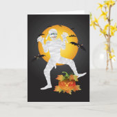Halloween-Mummy mit Kürbiskölnergrüßkarte Karte (Gelbe Blume)