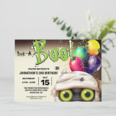 Halloween Mummy Monster Flüchtige Blick A Boo Einladung (Stehend Vorderseite)