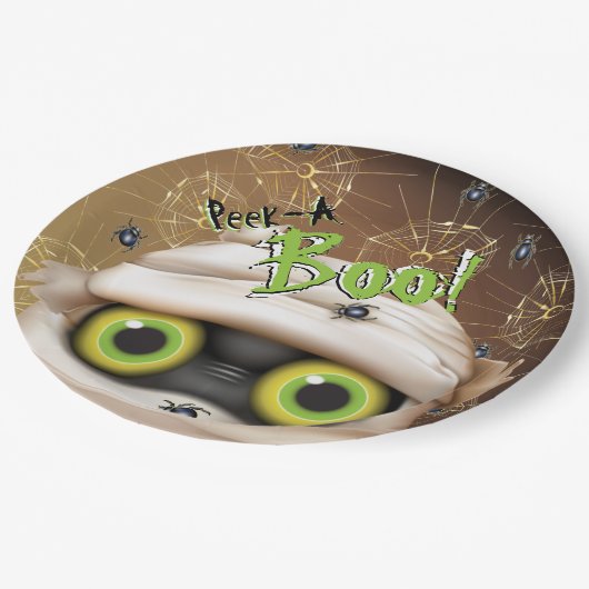 Halloween Mummy Monster Flüchtige Blick A Boo Pappteller (Schrägansicht)