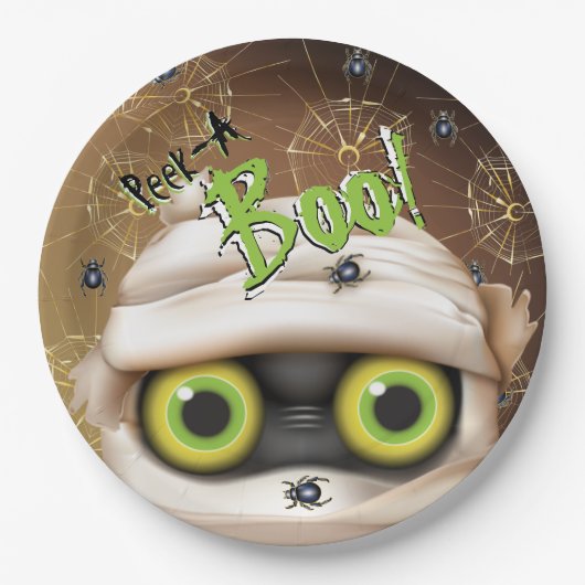 Halloween Mummy Monster Flüchtige Blick A Boo Pappteller (Vorderseite)