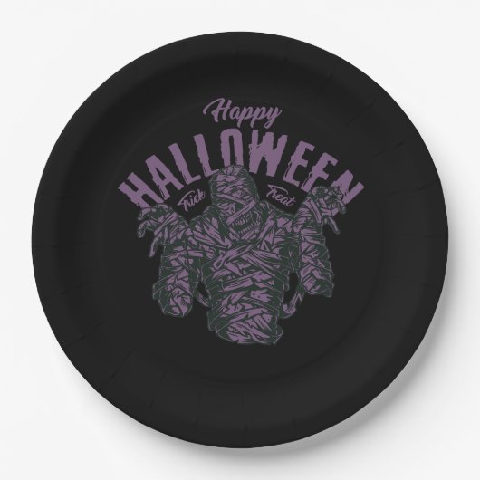 Halloween "Mummy Night" Papierplatte Pappteller (Vorderseite)