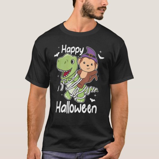 Halloween Mummy rex Monkey Halloween T-Shirt (Vorderseite)