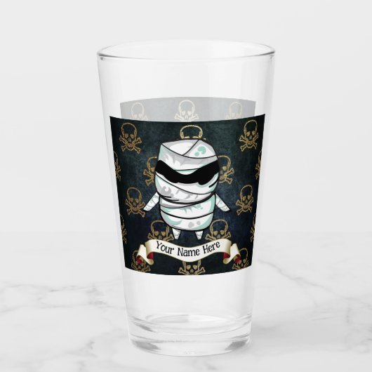 Halloween | Mummy | Schädel | PERSONALISIERT | Gla Glas (Vorderseite)