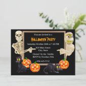 Halloween Mummy Skeleton Party Einladung (Stehend Vorderseite)