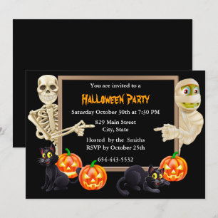 Halloween Mummy Skeleton Party Einladung