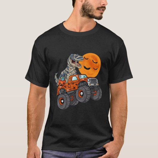Halloween Mummy T Rex Monster Truck Boys Kids Tee (Vorderseite)