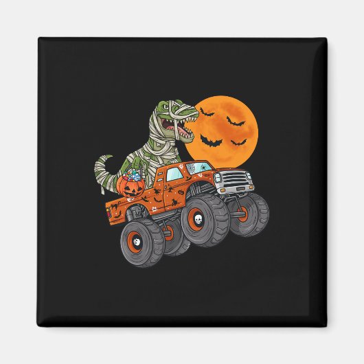 Halloween Mummy T Rex Monster Truck Boys Kids Tee Magnet (Vorne)