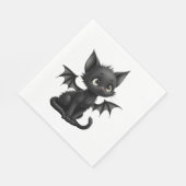 Halloween mürrisches schwarzes Kätzchen im Flederm Serviette (Ecke)