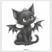 Halloween mürrisches schwarzes Kätzchen in Flederm Aufkleber (Blatt)
