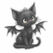 Halloween mürrisches schwarzes Kätzchen in Flederm Aufkleber (Vorderseite)