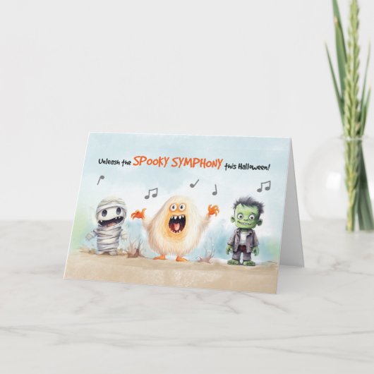 Halloween-Musikmonster Karte (Vorderseite)