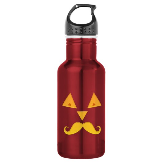 Halloween Mustache Pumpkin Edelstahlflasche (Vorderseite)