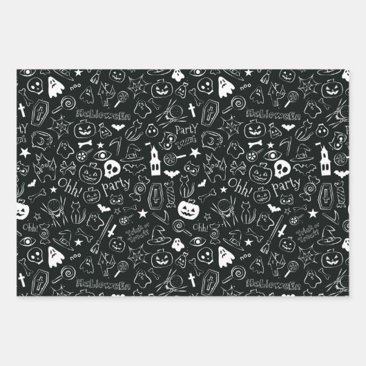Halloween Muster 1 Geschenkpapier Set (Vorderseite 3)
