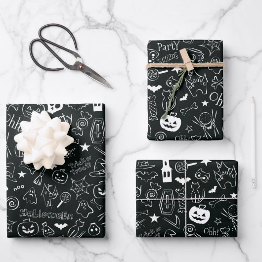 Halloween Muster 1 Geschenkpapier Set (Vorderseite)