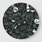 Halloween Muster 1 Große Wanduhr (Vorderseite)